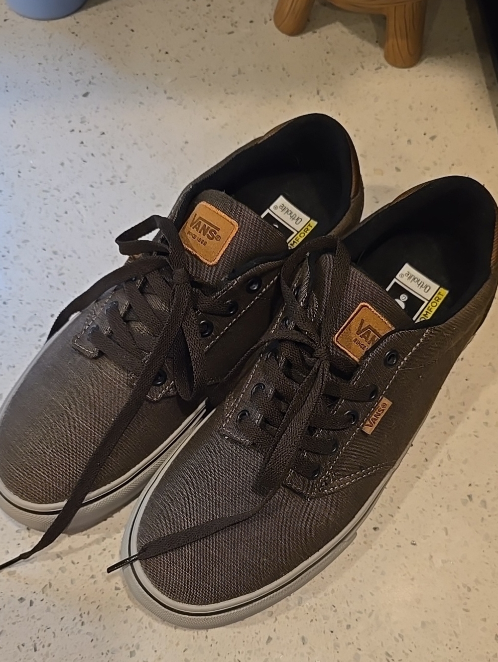 Vans Brown Canvas Low-Top Sneakers with Tan Accents